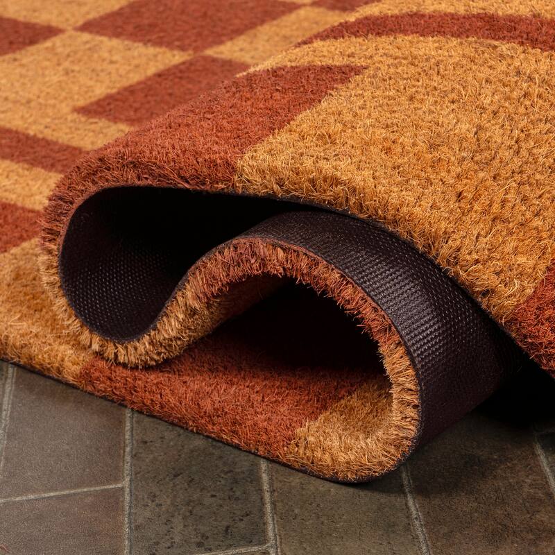 Harper Classic Farmhouse Checkerboard Coir Indoor/Outdoor Area Rug