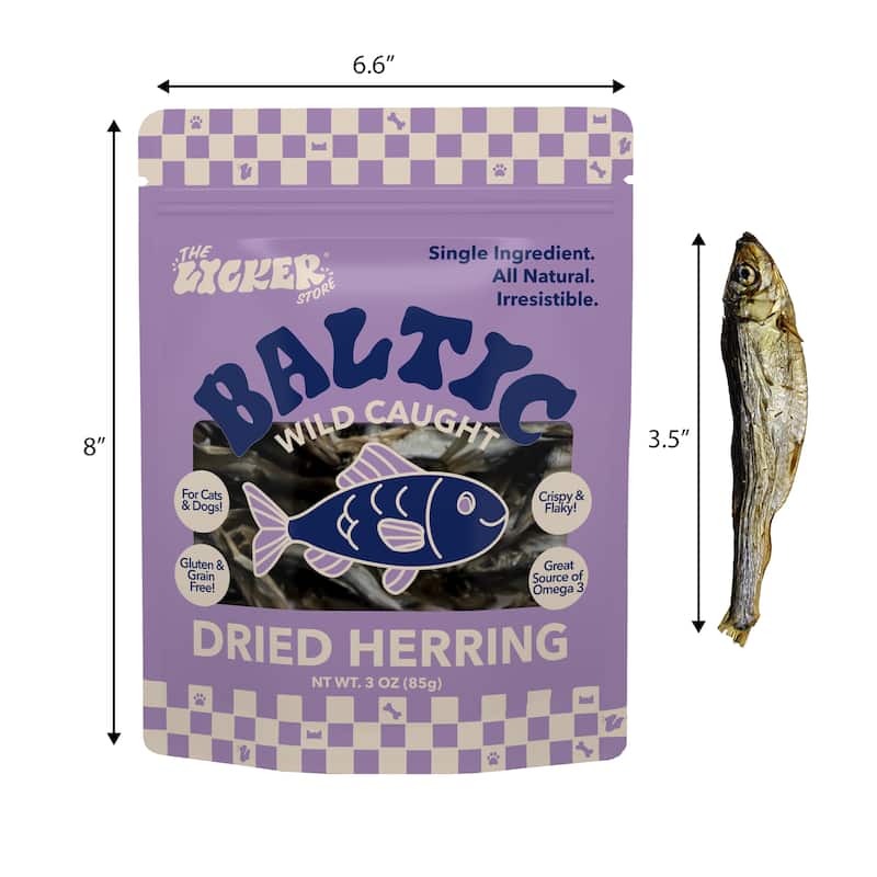 THE LICKER STORE Gluten and Grain-Free Omega-3 Single Ingredient Crunchy Dried Fish Treats for Dogs, 3oz Bag - N/A