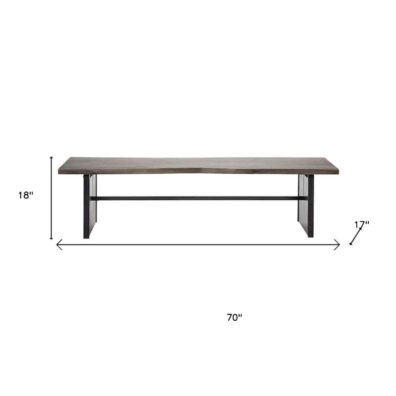 HomeRoots Rectangular Indian Mango Woodbrown Tone Finish W Metal Cladding On The Base Dining Bench
