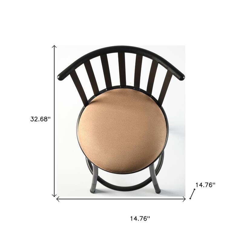 HomeRoots Set of Three Brown and Black Iron and Faux Leather Low Back Adjustable Height Swivel Bar Chairs