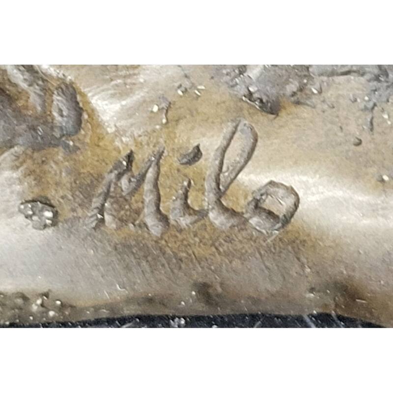 Native American Indian Warrior On Imitative Horseback - Signed Original Bronze Sculpture By Milo