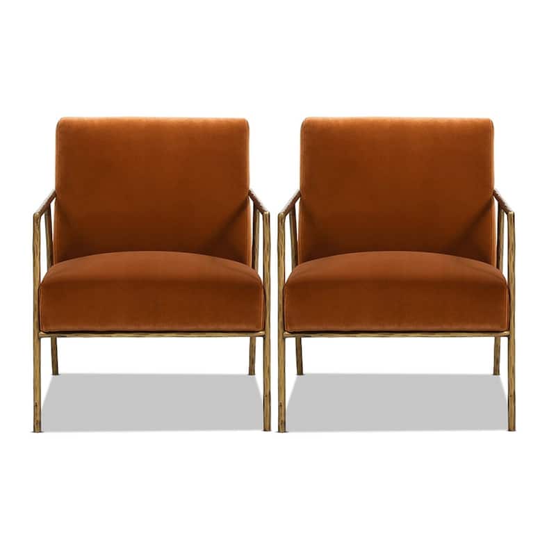 Aerin 24.5" Hammered Brass Velvet Accent Arm Chair