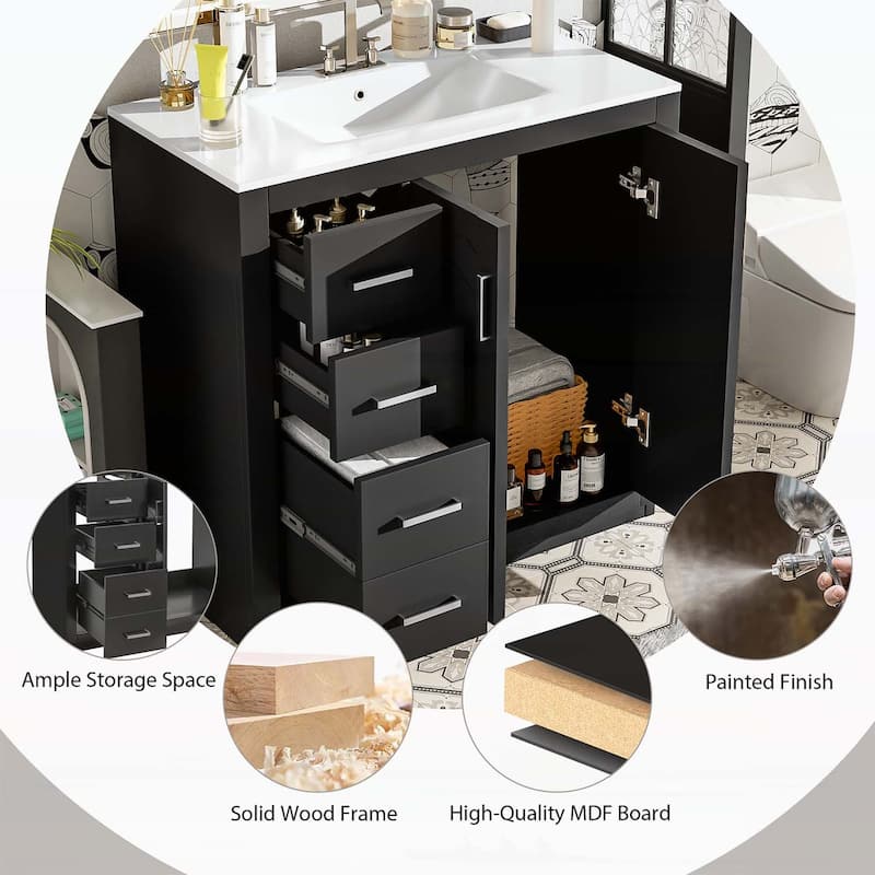 36'' Bathroom Vanity with Ceramic Sink Combo