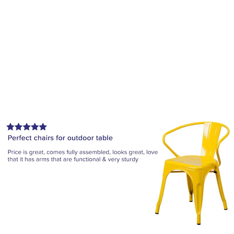 Metal Indoor-Outdoor Chair with Arms - 21.5"W x 19"D x 27.75"H - Yellow