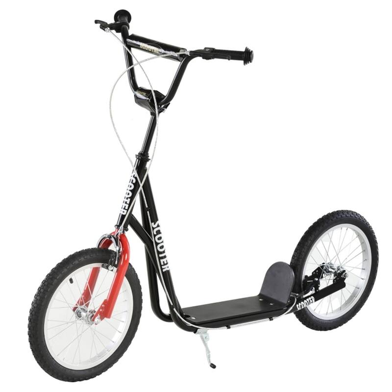 Children’s Ride-On Scooter with Soft Grip Handlebar and Anti-Slip Foot Deck for Outdoor Use - 54.75"L x 22.75"W x 35.5"-37.75"H - Black