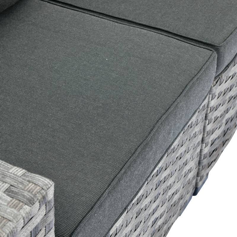 OVIOS Patio Wicker Furniture Wide Arm 7-piece Fire Pit Set with Table