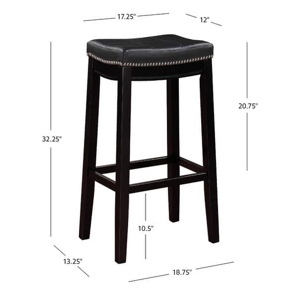 dimension image slide 1 of 2, Linon Willamette Backless Barstool with Faux Leather Seat (Set of 2)