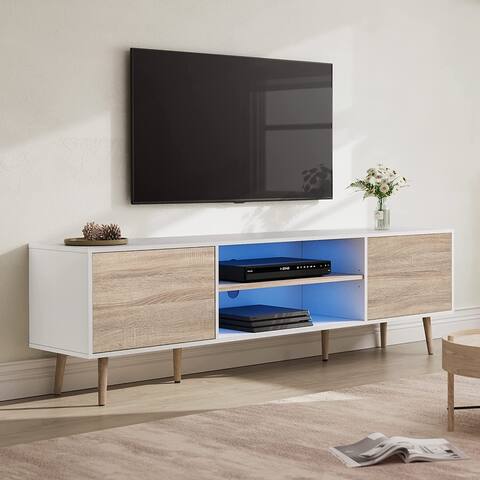 WAMPAT LED Mid-Century Modern TV Stand for TVs up to 75 inch