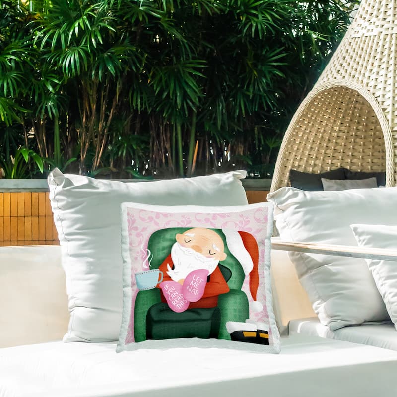 Stupell Cozy Sleeping Santa Claus Printed Outdoor Throw Pillow Design by Sarah Hickman