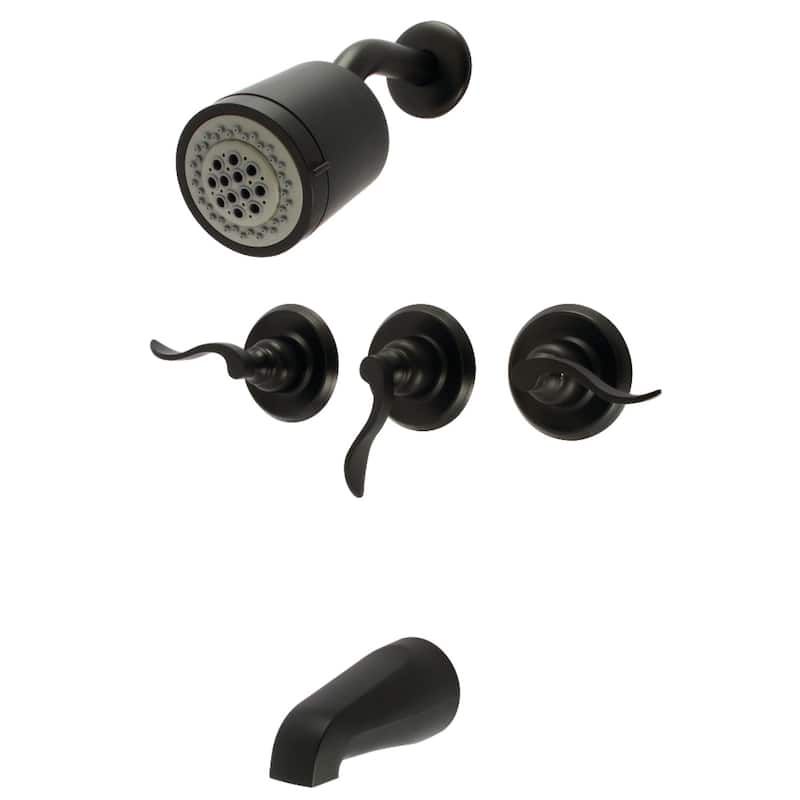 Kingston Brass NuWave French Three-Handle Tub and Shower Faucet