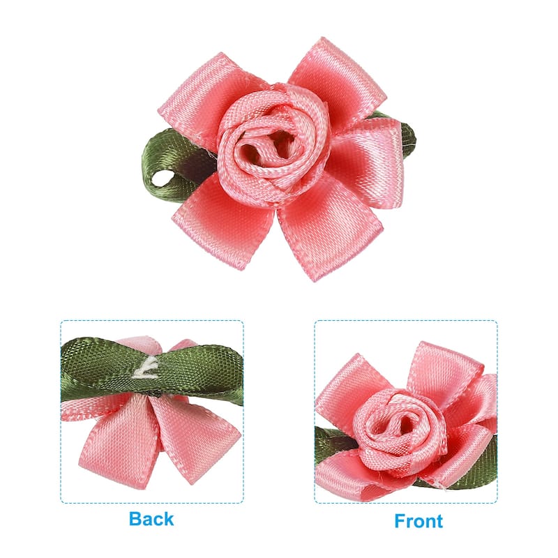 10Pcs Mini Satin Ribbon Roses Small Rosettes Fabric Flowers