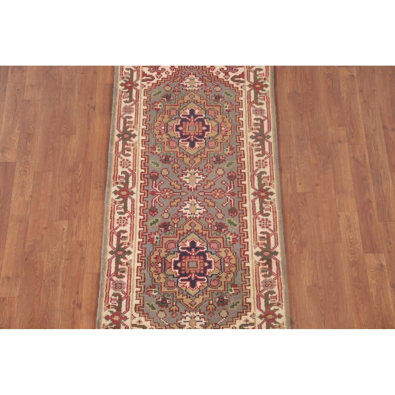Geometric Heriz-Serapi Accent Rug Handmade Oriental Wool Carpet - 2'6"x 5'10"