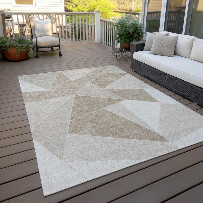Machine Washable Indoor/ Outdoor Chantille Modern Mosaic Rug