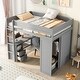 preview thumbnail 3 of 13, Gray Full Pine Wood Loft Bed w/ Wardrobes, 2-Drawer Desk w/ Cabinet