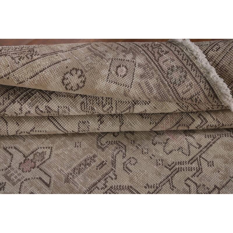 Distressed Tabriz Living Room Rug Handmade Wool Carpet - 6'5"x 9'4"