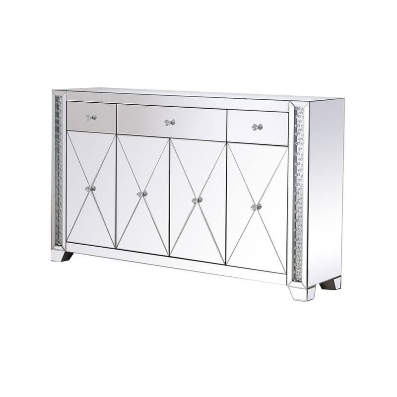 60 in clear crystal mirrored credenza