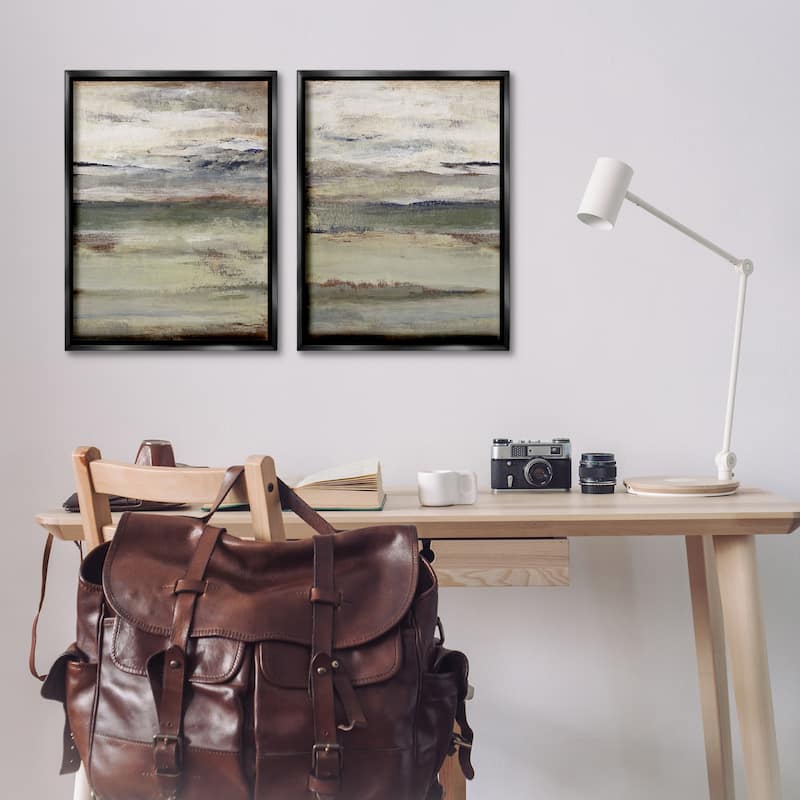 Stupell Earth's Layers Neutral Abstract Framed Floater Canvas Wall Art Design By Lanie Loreth (Set of 2)
