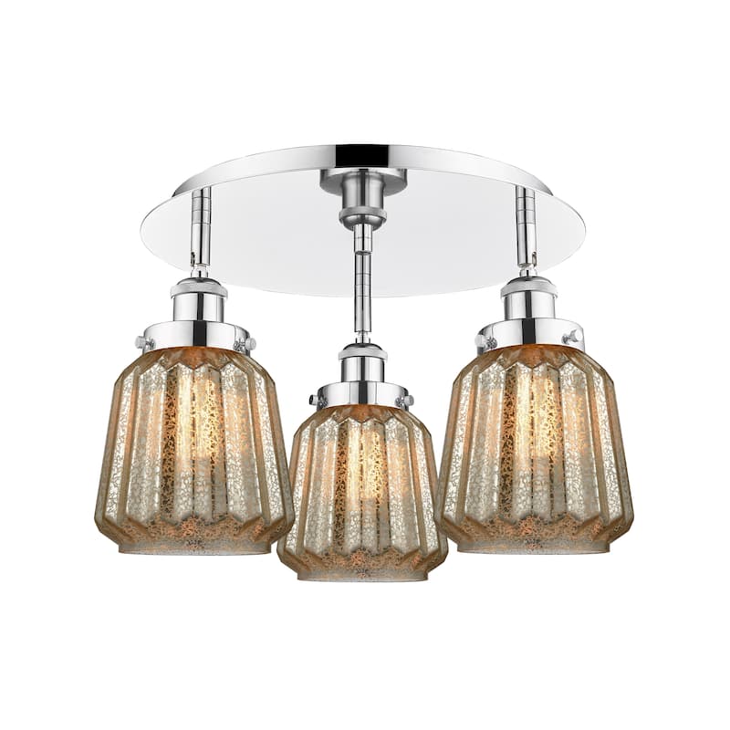 Innovations Lighting Chatham - 3 Light 18" Flush Mount - Mercury/Polished Chrome