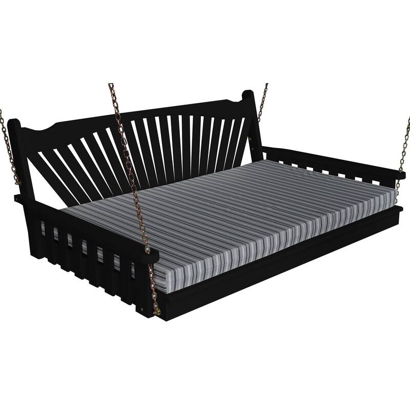 Pine 5' Fanback Swingbed - Black