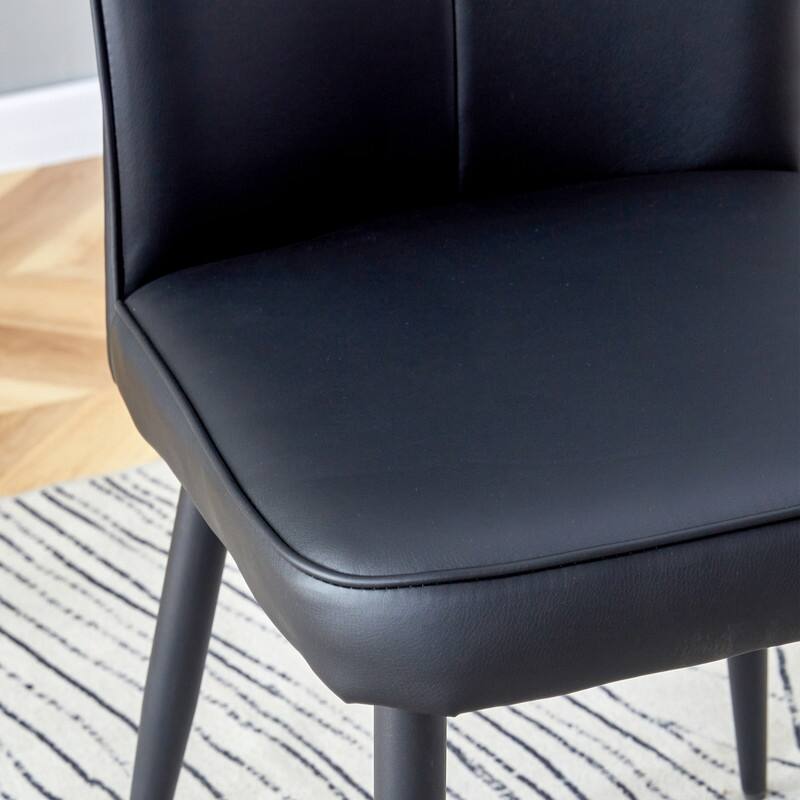 Modern/Minimalist Style PU Leather Dining Chairs Set of 2 with Black Metal Legs