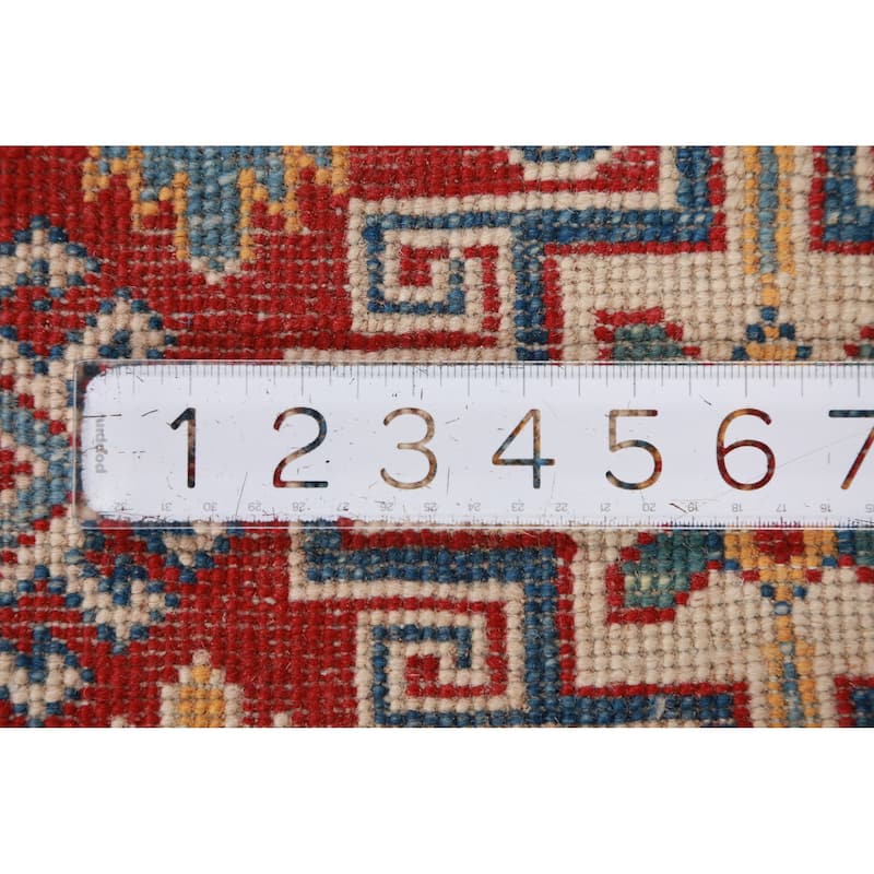 Hand Knotted Oriental 100% Wool Carpet Traditional Geometric Beige & Ivories Kazak Area Rug - 11' 0'' X 7' 9''