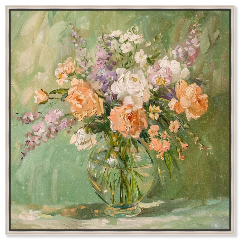 Vase and Greenery Canvas by Art Remedy - Silver - 30" x 30"