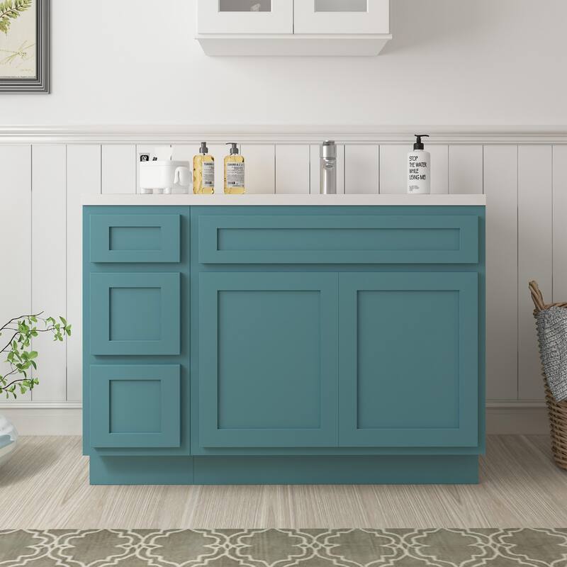 Vanity Art 42" Oak Freestanding Bathroom Vanity Cabinet without Top - Green