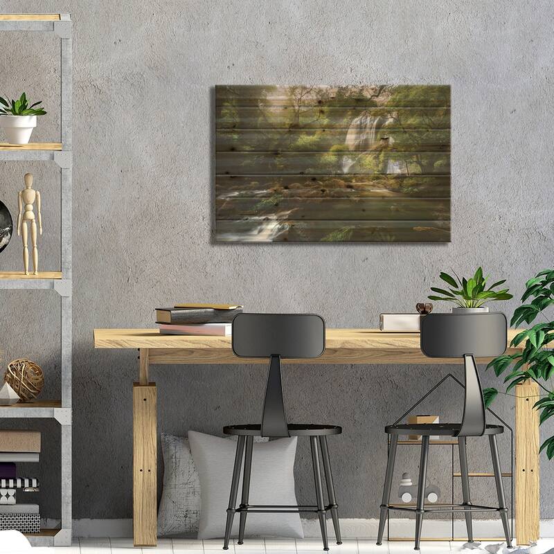 Mountain stream Print On Wood by Patrick Foto - Multi-Color