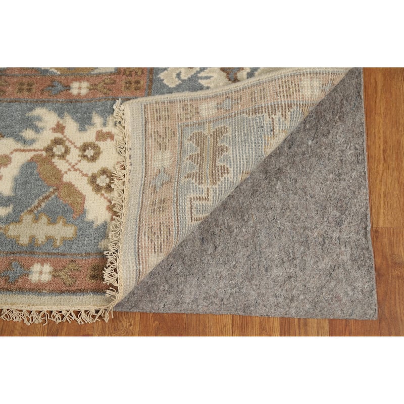 Geometric Oushak Indian Area Rug Hand-Knotted Wool Carpet - 8'0" x 9'9"