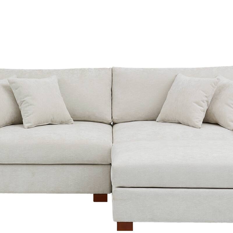 Oversized Chenille Modular Sectional Sofa Living Room Set with Ottoman
