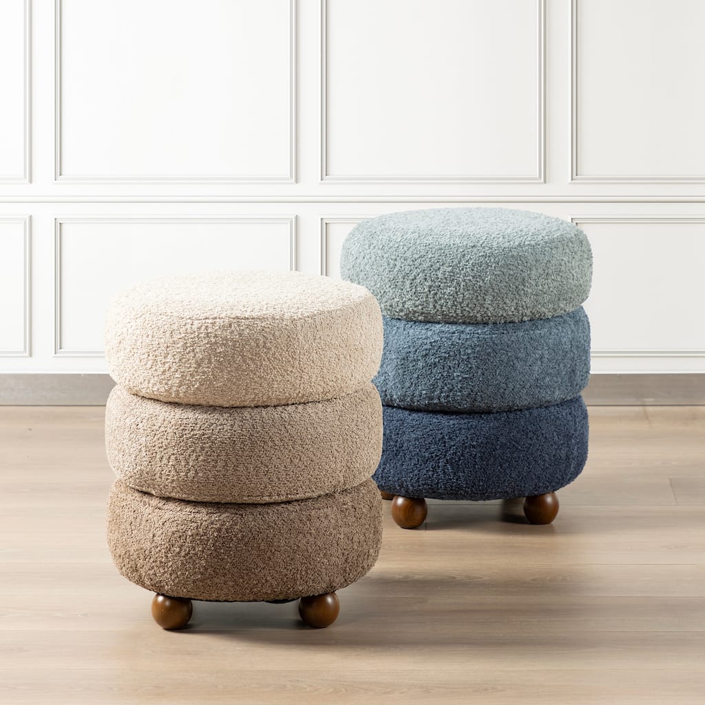 Glitzhome 19"H Gradient Upholstered Storage Ottoman or Accent Stool with Rubberwood Ball Feet