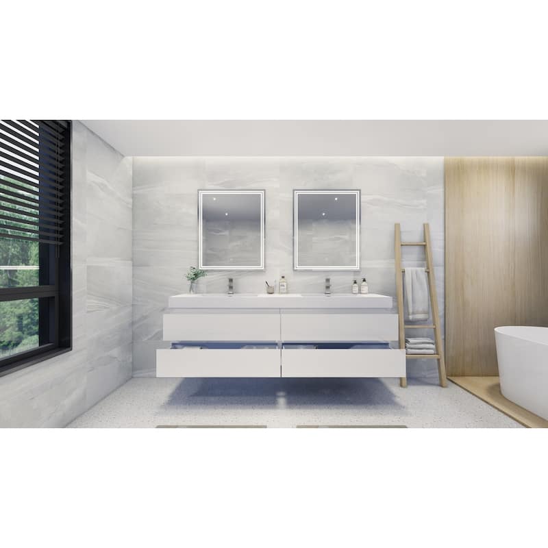 Baillie 84'' Wall-Mounted Vanity with Double Reinforced Acrylic Sink