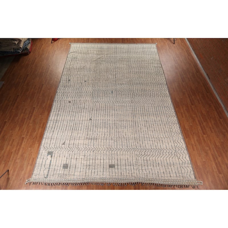 Earth Tone Striped Moroccan Large Area Rug Handmade Wool Carpet - 12'3" x 18'5"