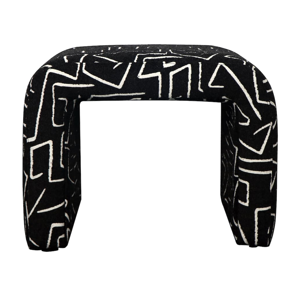 Harp & Finial Gable Ottoman - Black & White Puzzle