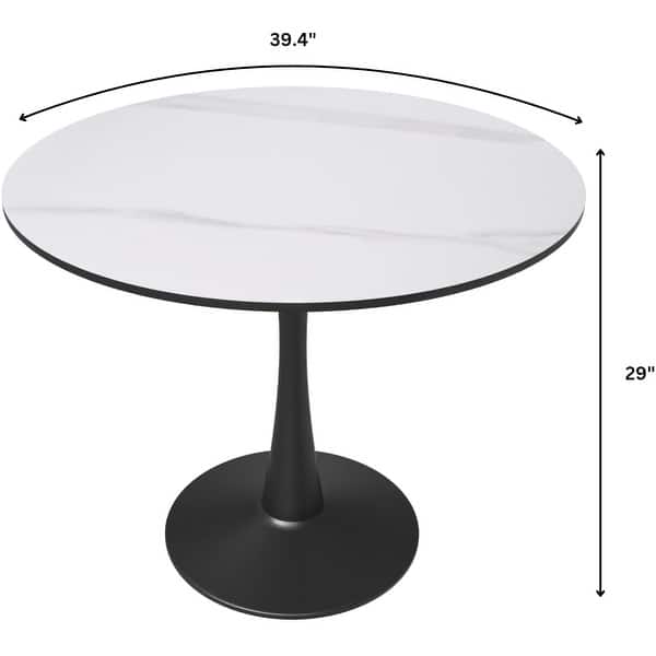 dimension image slide 1 of 6, Bristol Modern 40" Round Kitchen Table, Sintered Stone/MDF Top - Contemporary Pedestal Dining Table for Small Spaces