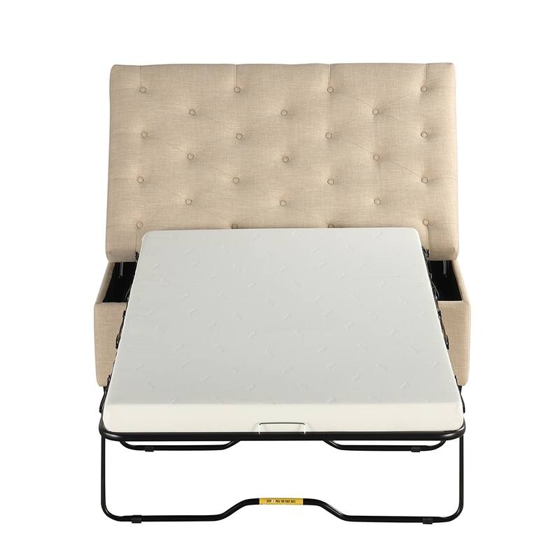 66" Convertible Ottoman Sleeper Sofa Bed, Tufted, Memory Foam Mattress