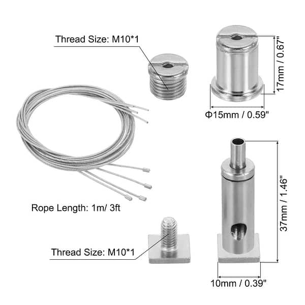 4 Set Ceiling Cable Hanging Kit LED Panel Light Steel Adjustable Wire ...