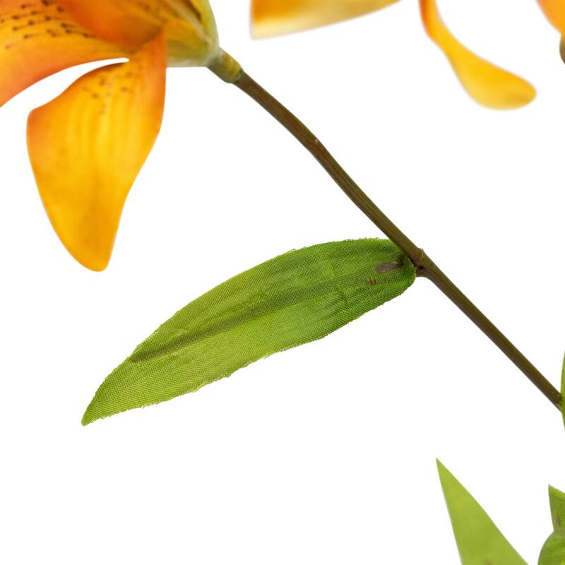 Two-Tone Tiger Lily Artificial Floral Spray - 26" - Mustard Yellow and Orange