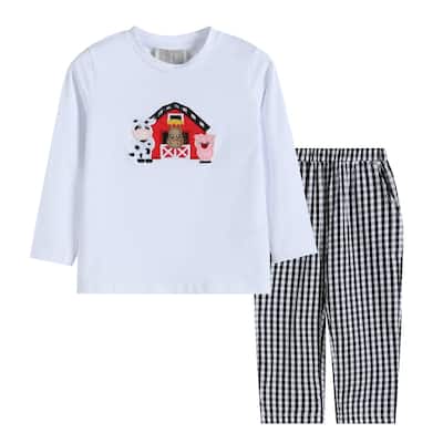 Black Gingham Barn Top and Pants Set