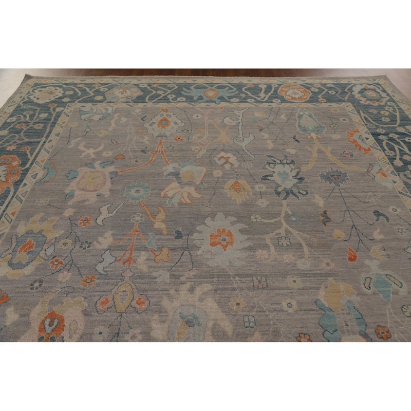 Turkish Oushak Vegetable Dye Area Rug Hand-knotted Wool Carpet - 9'3"x 11'10"