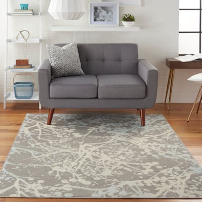 Nourison Jubilant Modern Botanical Abstract Grey Area Rug