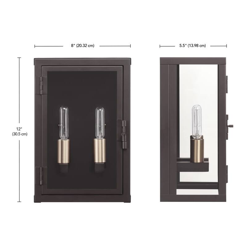 Globe Electric 91009563 2 Light 12" Tall Outdoor Wall Sconce with