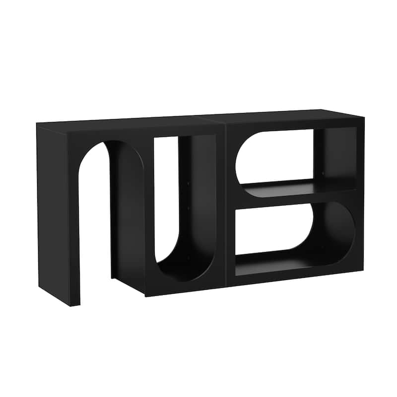 Modular Entryway Console Table Accent Table with Rectangular Exterior and Curved Interior Design for Living Room