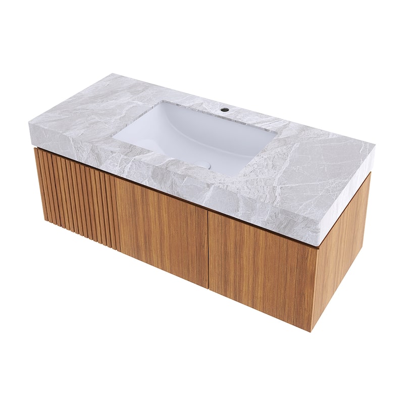 48" Wall-Mounted Bathroom Vanity with Ceramic Sink - 47.64'' x 18.9'' x 17.72''