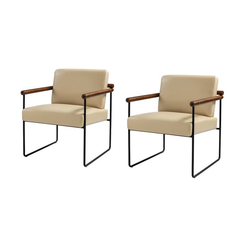 Justo Modern Accent Armchair with Metal Base and Removable Cushion Set Of 2 By HULALA HOME
