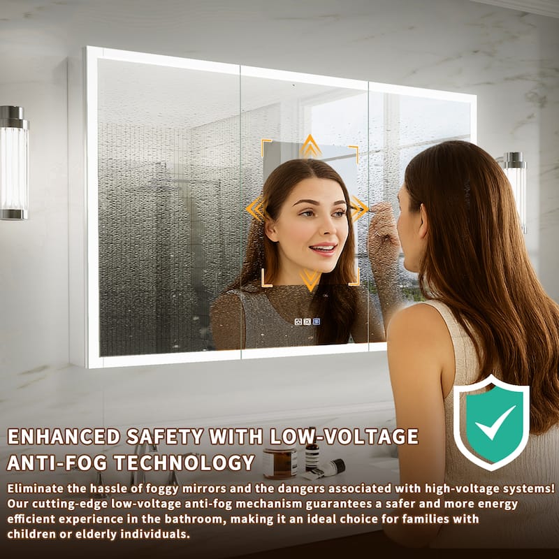 Modland 36"-48"W x 30"H LED Bathroom Medicine Cabinet Dimmable Anti-Fog,Recessed or Surface Mount