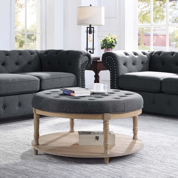 Corvus Savannah 36 inch Round Storage Tufted Chesterfield Cocktail