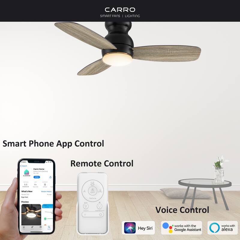 CARRO Quest 44" 3-Blade Smart Ceiling Fan with LED Light Kit and Remote