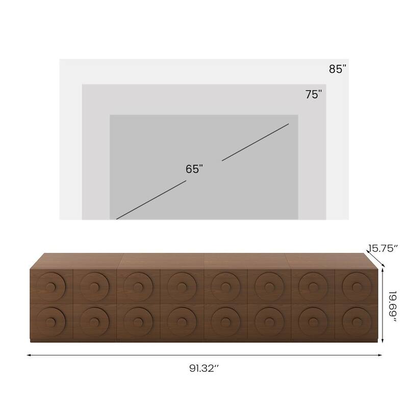 Modern 1-4 Pieces Modular Walnut Color Cabinets,TV Stands with Brown Solid Wood Veneer, Drawers & Caninets