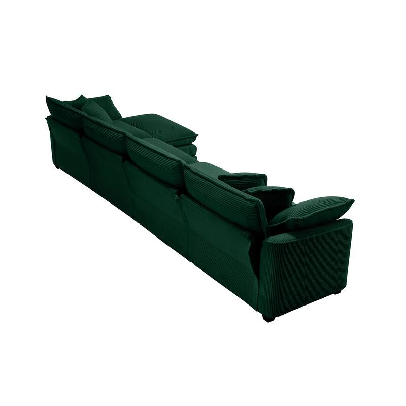 Classic 4-Seater Corduroy Modular Sofa with Ottoman, Perfect for Living Room